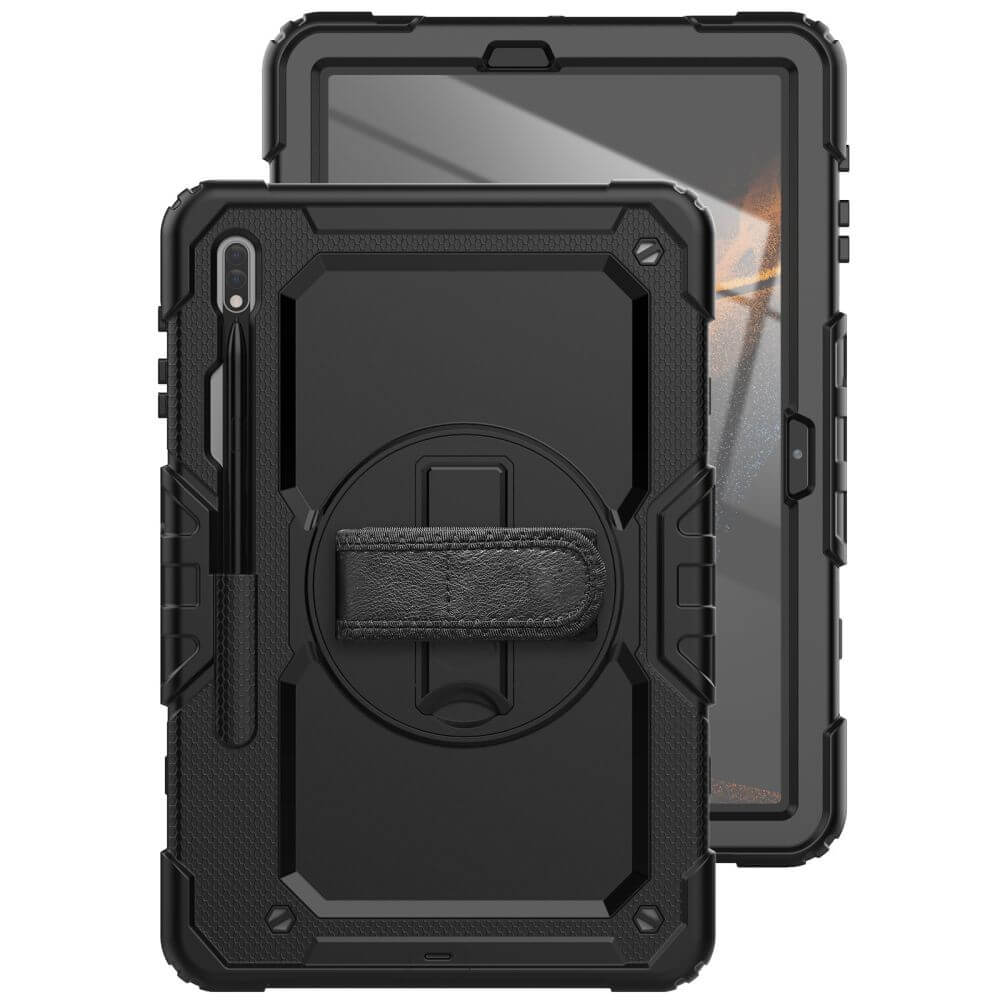 Калъф с Дръжка за Samsung Tab S8 Plus/ S7 Plus/ S7 FE, Tech-Protect Solid360 Case, Черен (9)