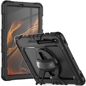 Калъф с Дръжка за Samsung Tab S8 Plus/ S7 Plus/ S7 FE, Tech-Protect Solid360 Case, Черен