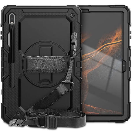 Калъф с Дръжка за Samsung Tab S8 Plus/ S7 Plus/ S7 FE, Tech-Protect Solid360 Case, Черен (2)