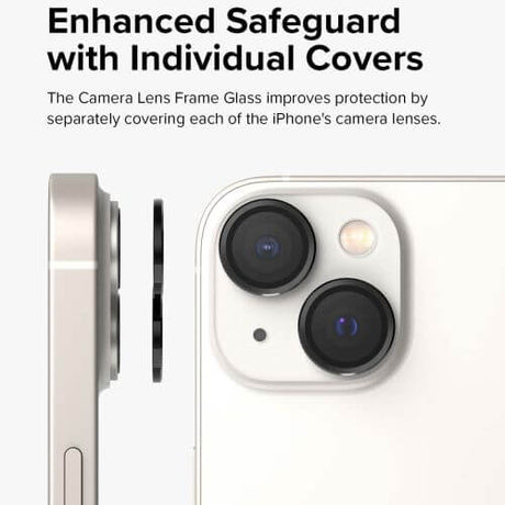 Протектор за Камерата на iPhone 14, Ringke Cam Lens Frame Glass 2бр., Черен (3)