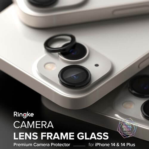 Протектор за Камерата на iPhone 14, Ringke Cam Lens Frame Glass 2бр., Черен (2)