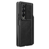 Калъф с S Pen Поставка за Samsung Z Fold 4, Nillkin Qin Pro Leather Case, Черен (2)