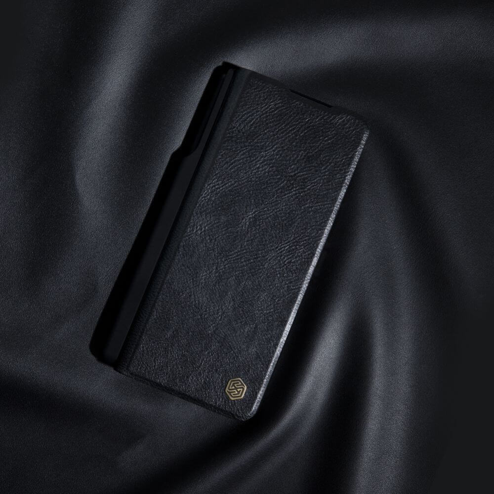 Калъф с S Pen Поставка за Samsung Z Fold 4, Nillkin Qin Pro Leather Case, Черен (4)