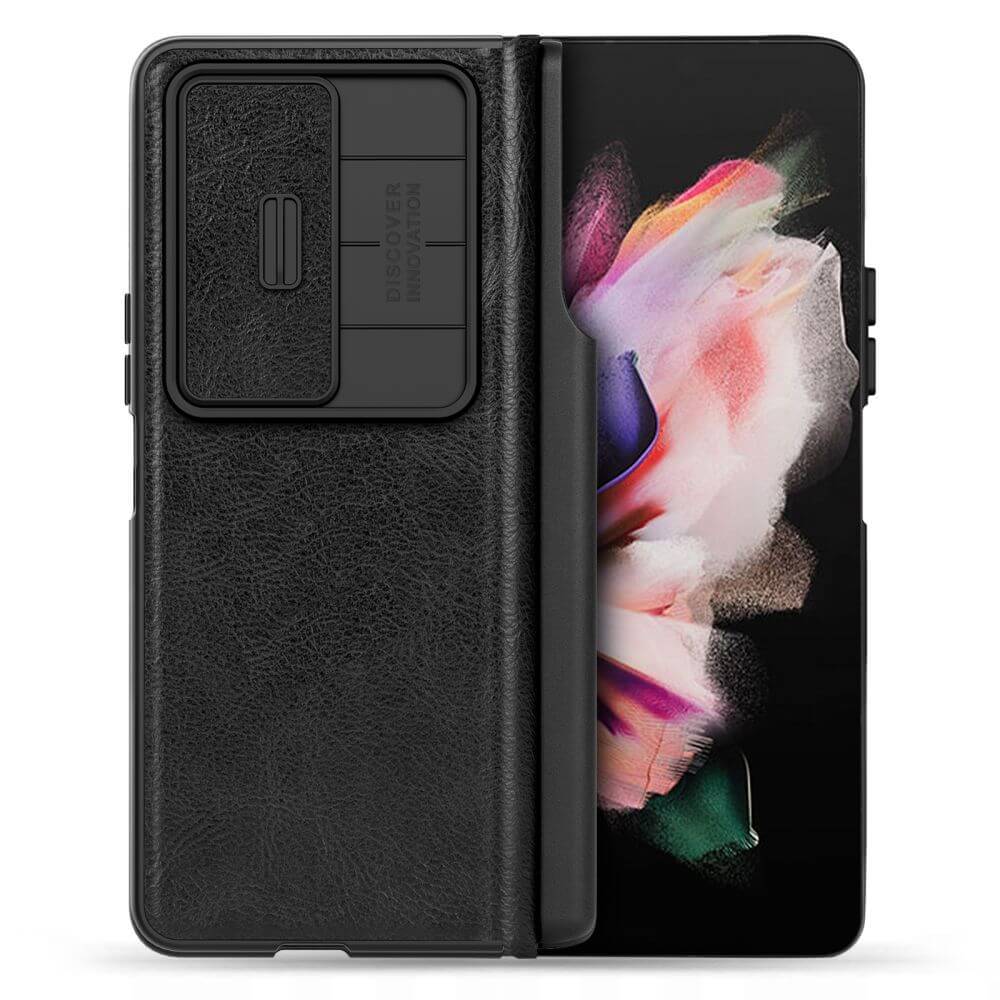 Калъф с S Pen Поставка за Samsung Z Fold 4, Nillkin Qin Pro Leather Case, Черен