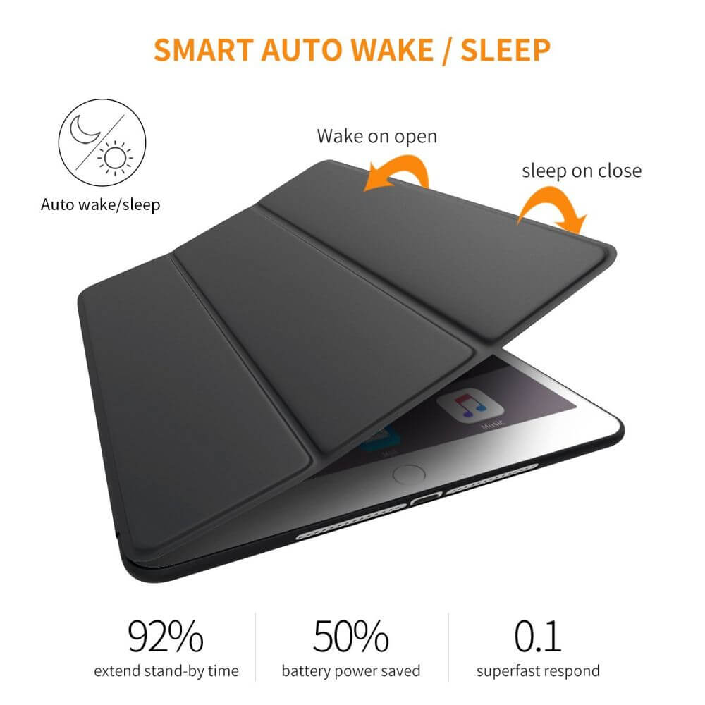 Защитен Калъф за iPad Air 11" 2026-2020, Trifold Slim Case, Черен (4)