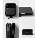 Кожен Калъф с Джоб за Samsung Z Flip 4, Ringke Folio Signature Case, Черен (3)