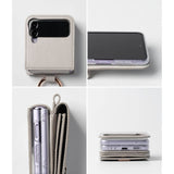Кожен Калъф с Джоб за Samsung Z Flip 4, Ringke Folio Signature Case, Бежов (4)