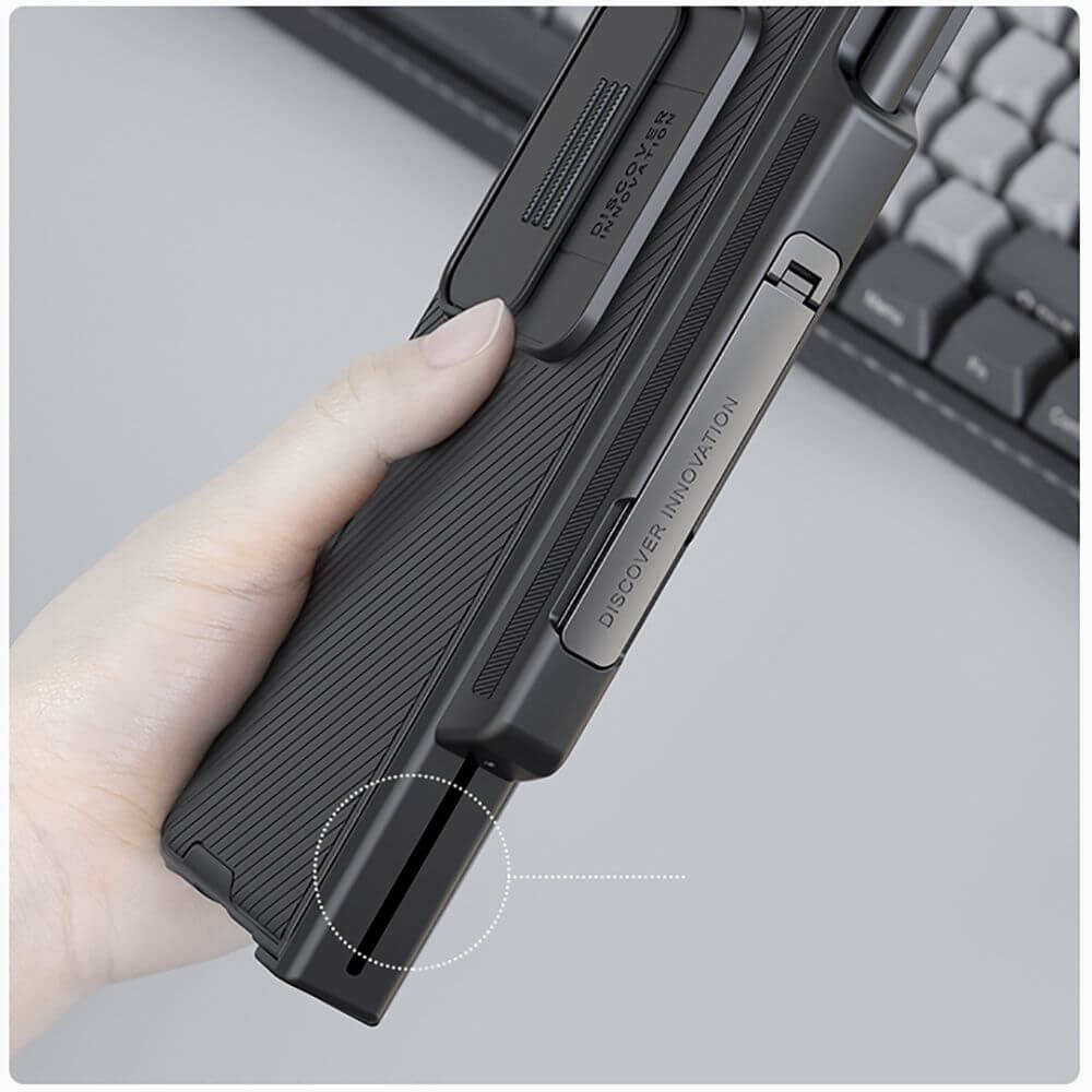 Калъф с S Pen Поставка и Плъзгач за Samsung Z Fold 4, Nillkin CamShield Pro Case, Черен (2)