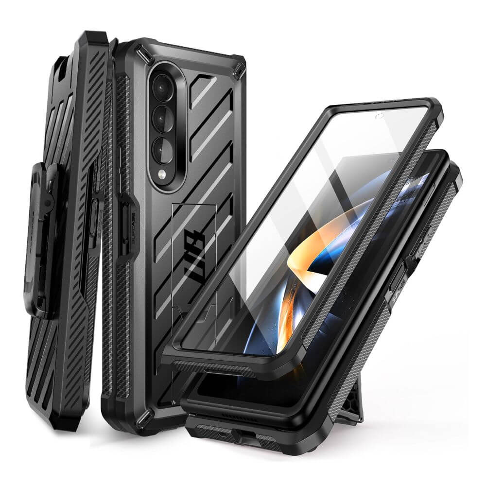 Калъф с Поставка за Колан за Samsung Z Fold 4, Supcase Unicorn Beetle, Черен