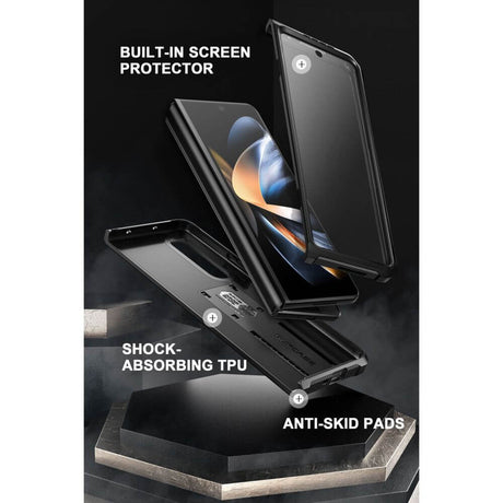 Калъф с Поставка за Колан за Samsung Z Fold 4, Supcase Unicorn Beetle, Черен (6)