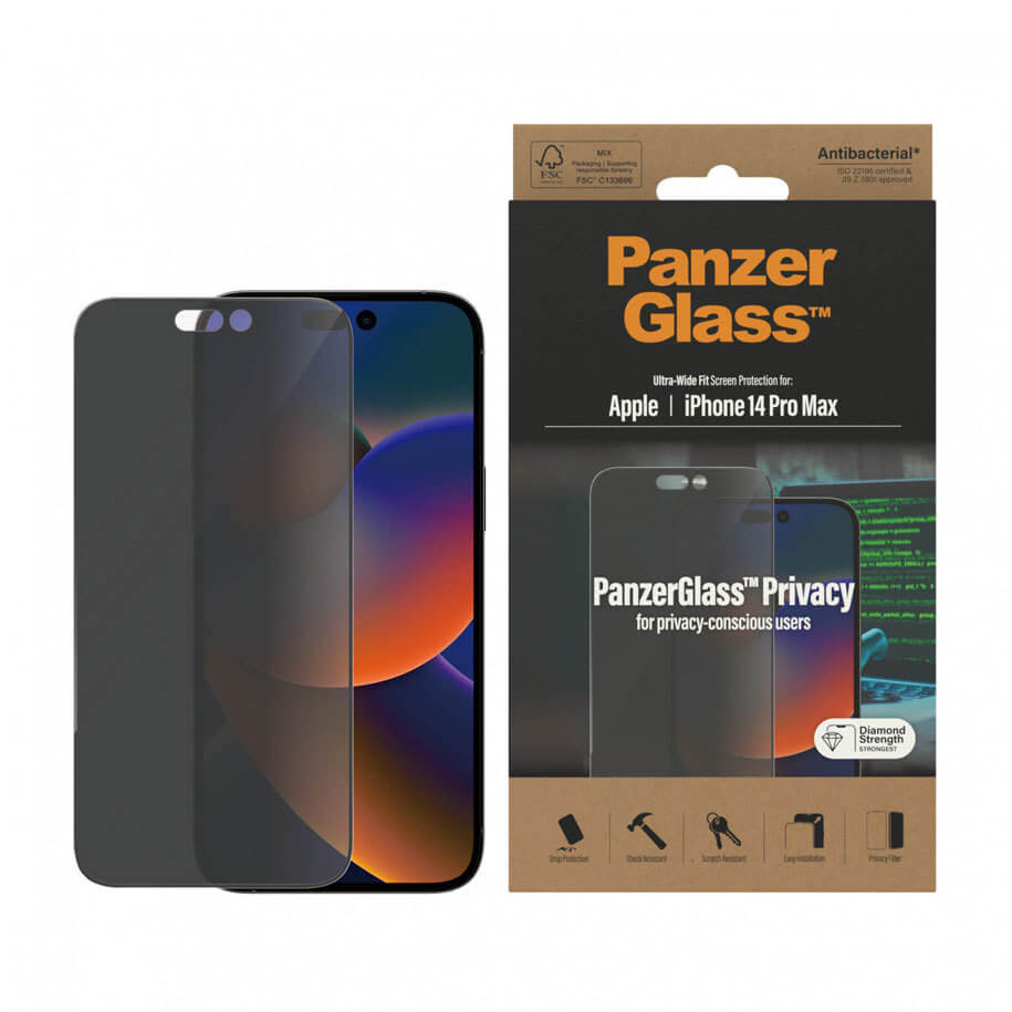 Privacy Протектор за iPhone 14 Pro Max, PanzerGlass Anti-Spy, Прозрачен