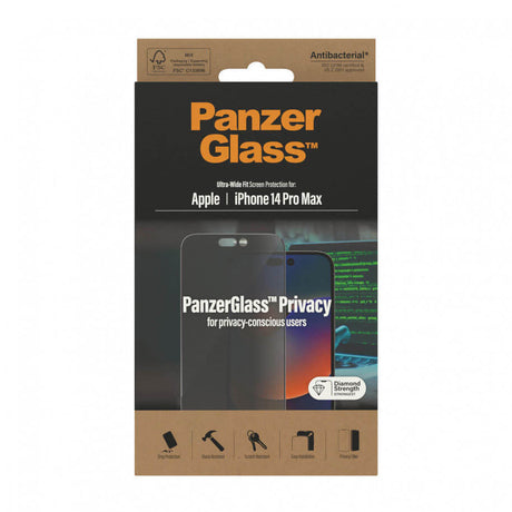 Privacy Протектор за iPhone 14 Pro Max, PanzerGlass Anti-Spy, Прозрачен (4)