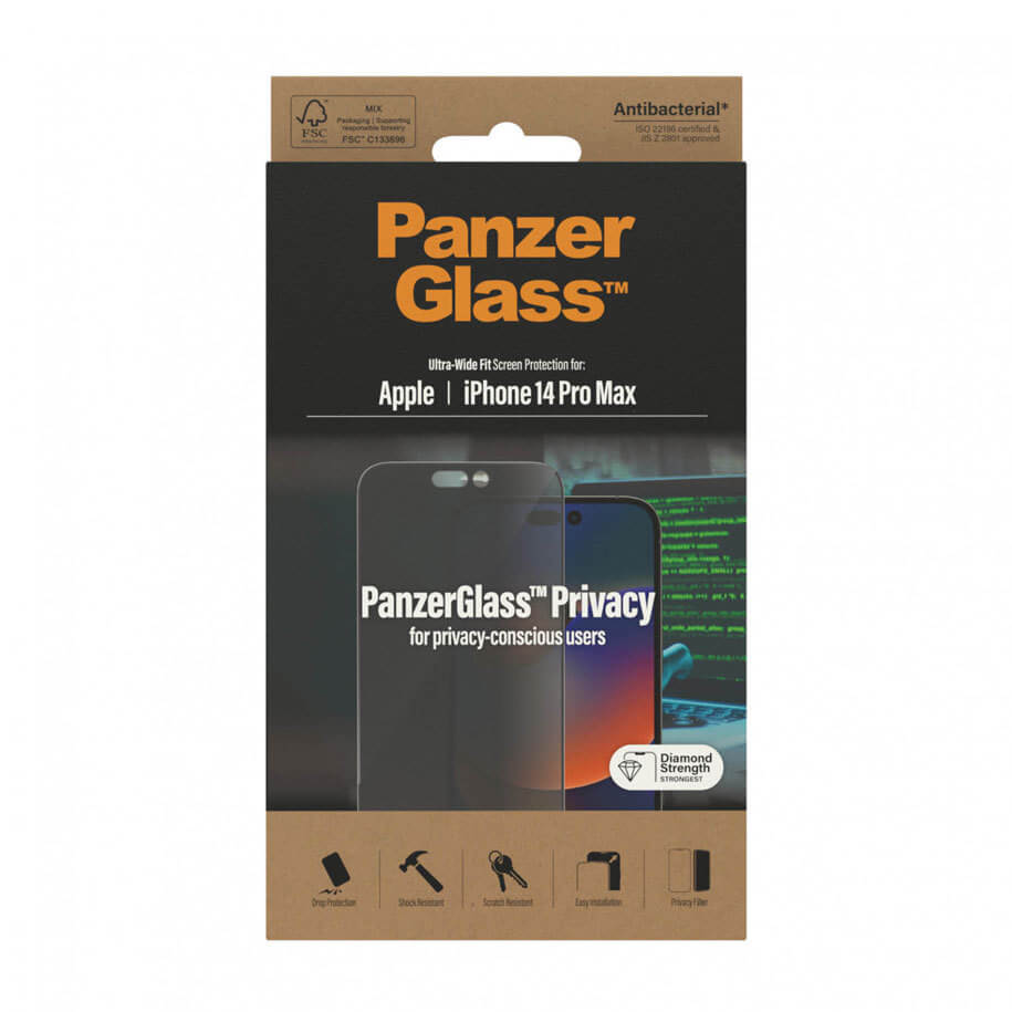 Privacy Протектор за iPhone 14 Pro, PanzerGlass Anti-Spy, Прозрачен (4)