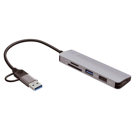 USB-C/ USB Хъб за Лаптопи и Смартфон, 4Smarts 5in1, Сив (4)