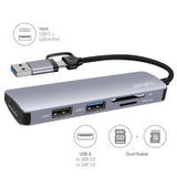 USB-C/ USB Хъб за Лаптопи и Смартфон, 4Smarts 5in1, Сив (2)