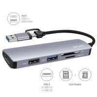 USB-C/ USB Хъб за Лаптопи и Смартфон, 4Smarts 5in1, Сив (2)