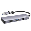 USB-C/ USB Хъб за Лаптопи и Смартфон, 4Smarts 5in1, Сив