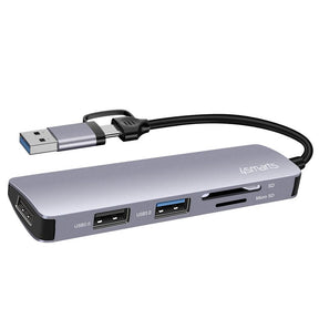 USB-C/ USB Хъб за Лаптопи и Смартфон, 4Smarts 5in1, Сив