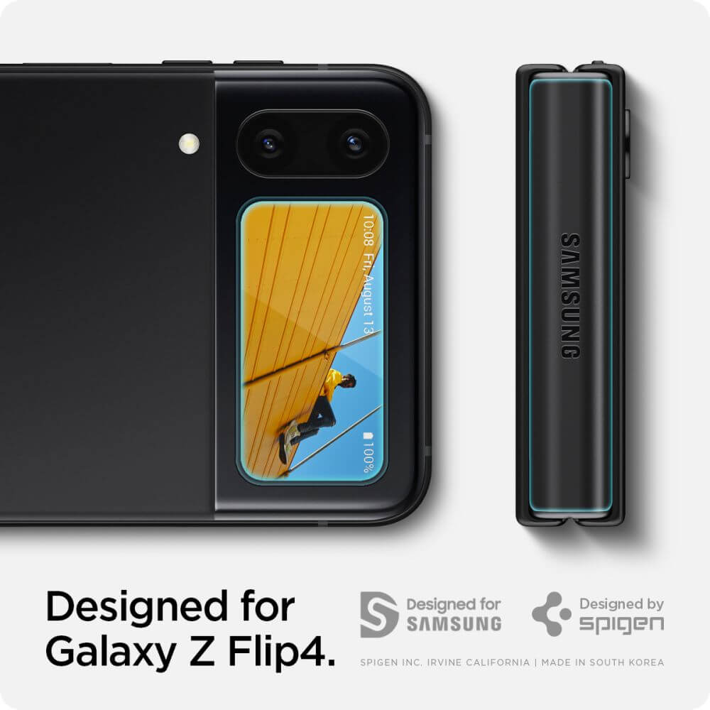 Външен Протектор и Фолио за Пантата на Samsung Z Flip 4, Spigen EZ Fit Glass 2бр., Прозрачен (6)