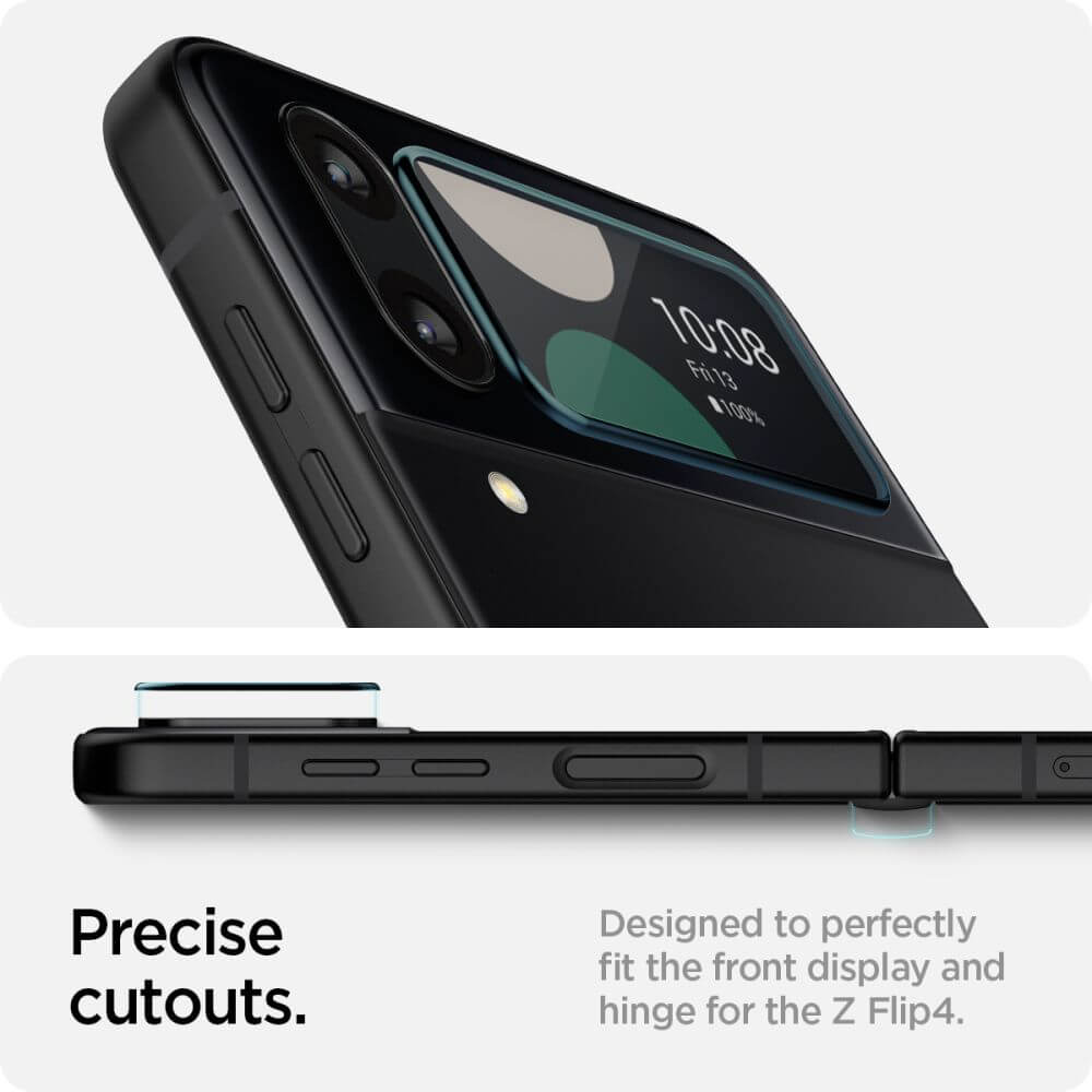 Външен Протектор и Фолио за Пантата на Samsung Z Flip 4, Spigen EZ Fit Glass 2бр., Прозрачен (5)