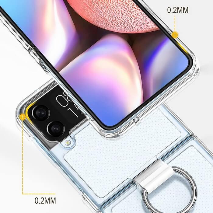 Калъф с Халка за Samsung Z Flip 4, GKK Ring Case, Прозрачен (7)