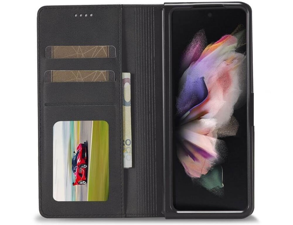 Кожен Калъф с Джобове за Samsung Z Fold 4, Tech-Protect Wallet Book Case, Черен (2)