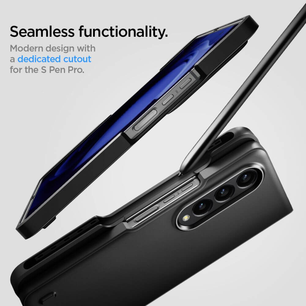 Калъф с S Pen Поставка за Samsung Z Fold 4, Spigen Thin Fit Pen Case, Черен (6)