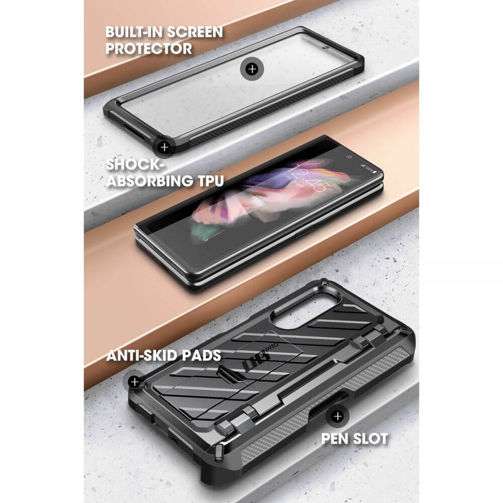 Противоударен Калъф за Samsung Z Fold 4, Supcase Unicorn Beetle Pro, Черен (3)