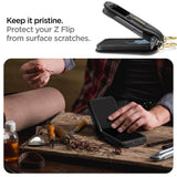 Кожен Калъф с Каишка за Samsung Z Flip 4, Spigen Lienar Calin Case, Черен (7)
