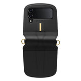 Кожен Калъф с Каишка за Samsung Z Flip 4, Spigen Lienar Calin Case, Черен (3)