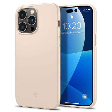 Противоударен Калъф за iPhone 14 Pro Max, Spigen Thin Fit Case, Бежов