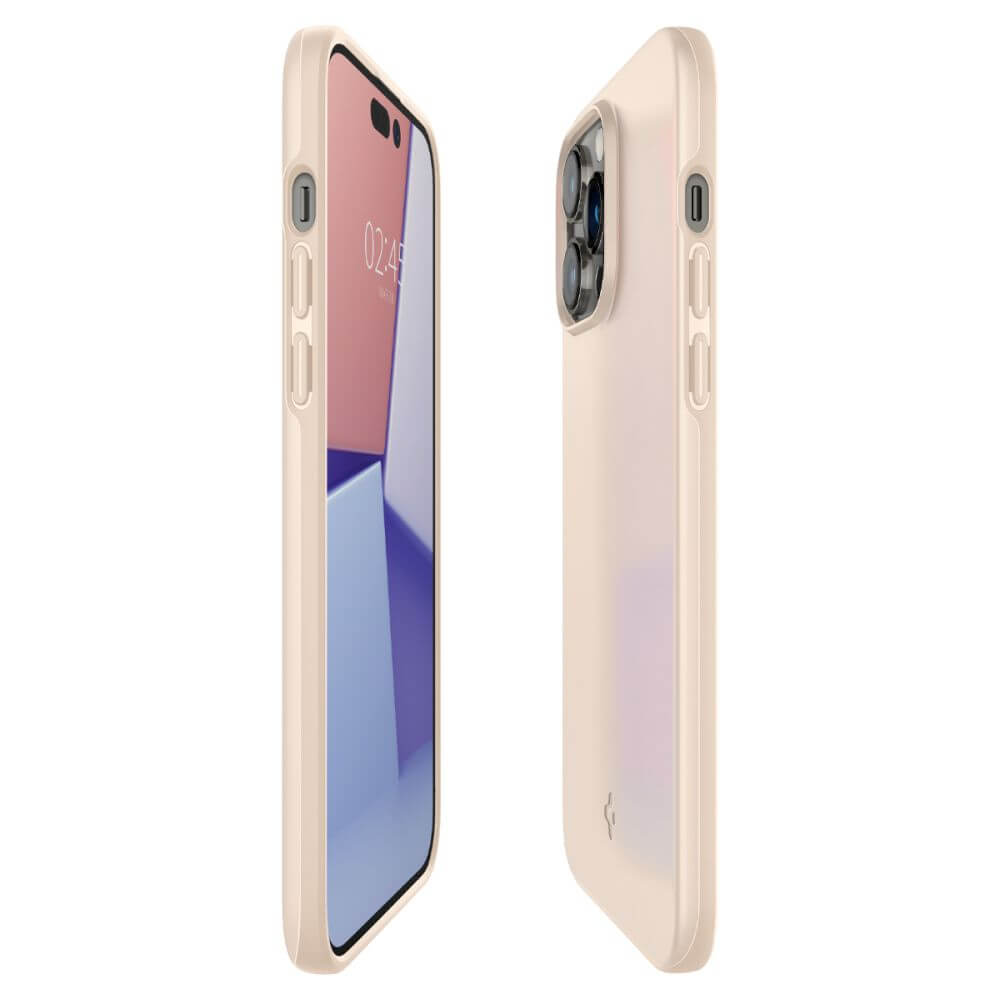 Противоударен Калъф за iPhone 14 Pro Max, Spigen Thin Fit Case, Бежов (6)