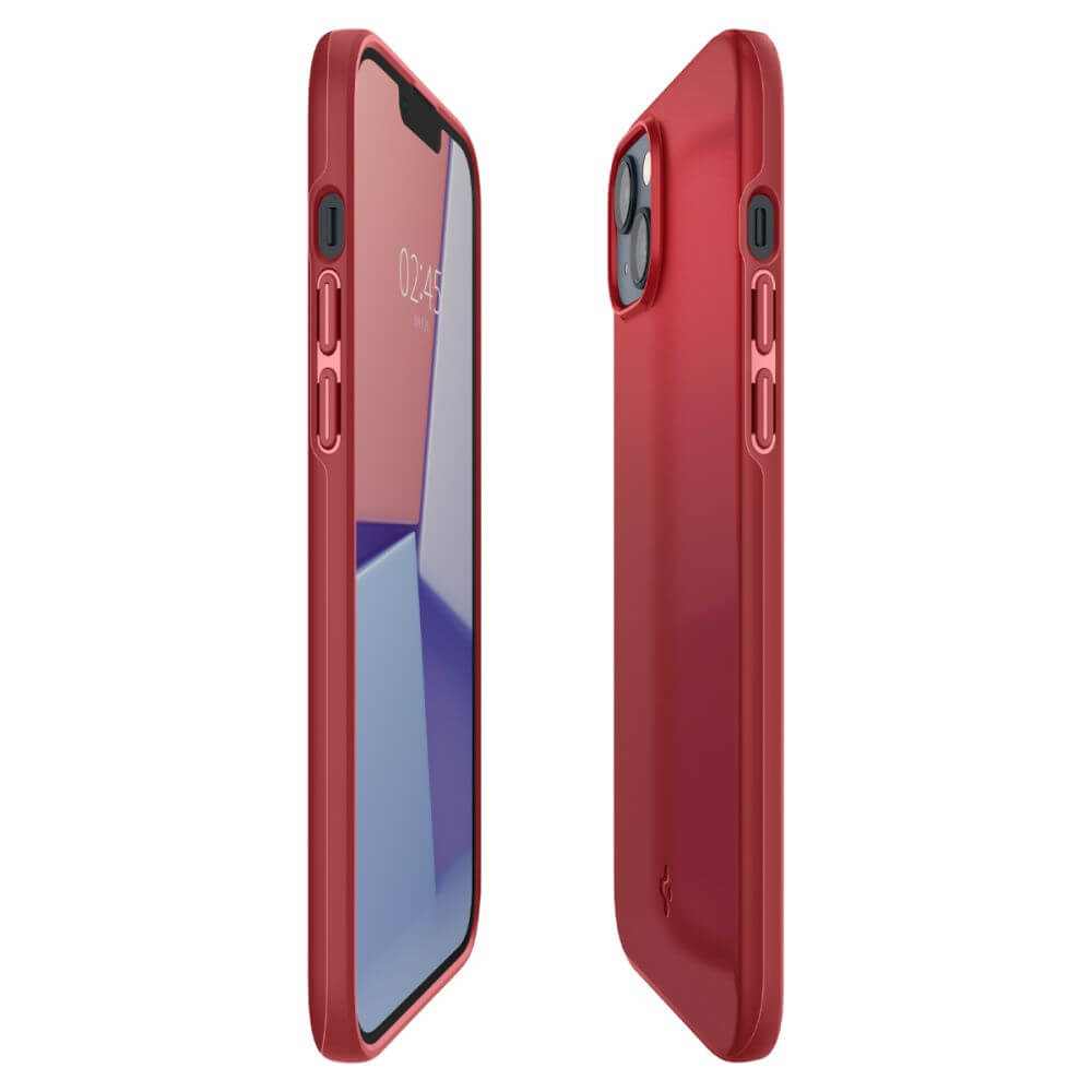 Противоударен Калъф за iPhone 14, Spigen Thin Fit Case, Червен (6)