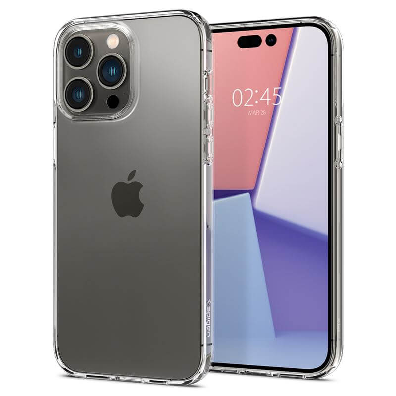 Противоударен Силиконов Калъф за iPhone 14 Pro, Spigen Liquid Crystal Case, Прозрачен (3)