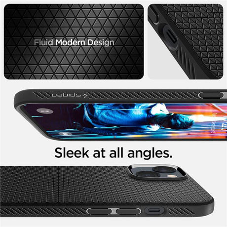 Противоударен Калъф за iPhone 14, Spigen Liquid Air Case, Черен (6)