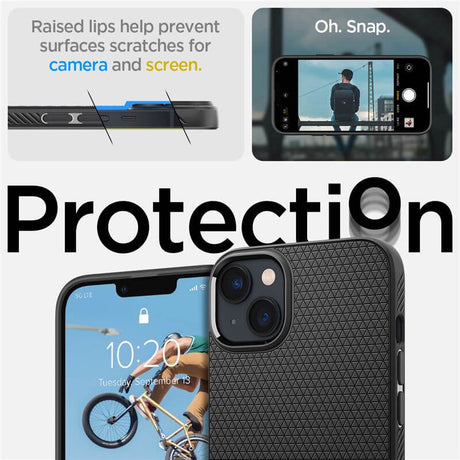 Противоударен Калъф за iPhone 14, Spigen Liquid Air Case, Черен (8)