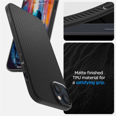 Противоударен Калъф за iPhone 14, Spigen Liquid Air Case, Черен (7)