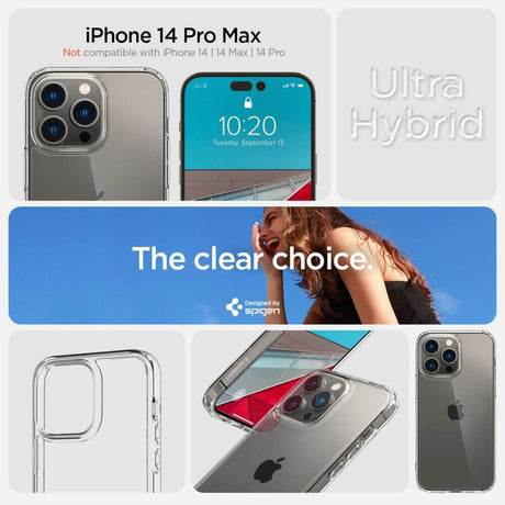 Противоударен Калъф за iPhone 14 Pro Max, Spigen Ultra Hybrid Case, Прозрачен (6)