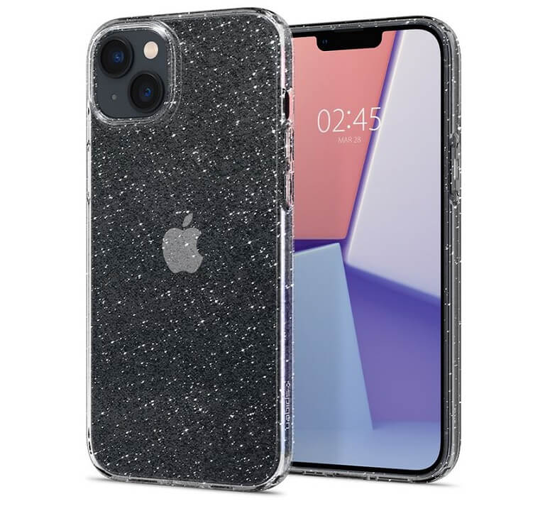 Блестящ Калъф за iPhone 14 Plus, Spigen Liquid Crystal Glitter Quartz Case, Прозрачен