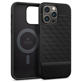 Magsafe Калъф за iPhone 14 Pro Max, Spigen Caseology Parallax, Черен
