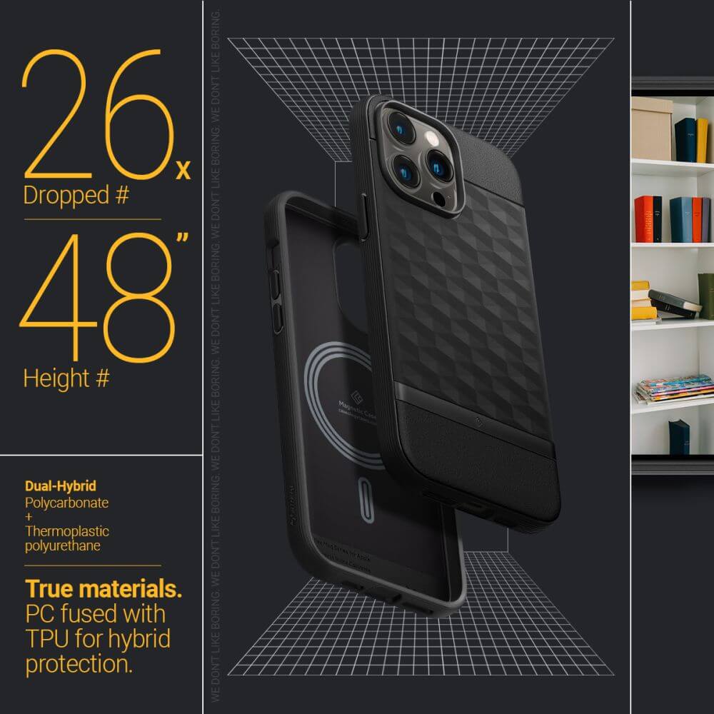 Magsafe Калъф за iPhone 14 Pro, Spigen Caseology Parallax, Черен (8)