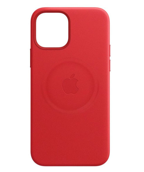 Оригинален Кожен Калъф за Apple iPhone 12 Pro/12, Leather Magsafe Case MHKD3ZM/A, Червен (3)
