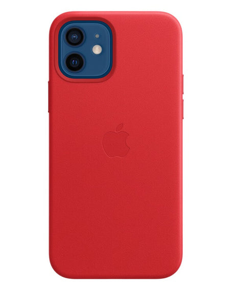 Оригинален Кожен Калъф за Apple iPhone 12 Pro/12, Leather Magsafe Case MHKD3ZM/A, Червен (5)