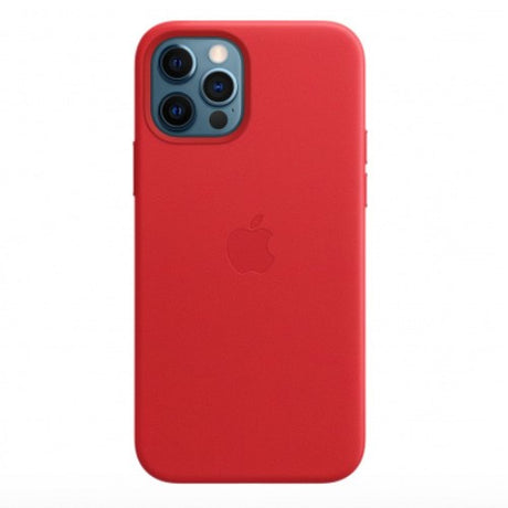 Оригинален Кожен Калъф за Apple iPhone 12 Pro/12, Leather Magsafe Case MHKD3ZM/A, Червен (2)