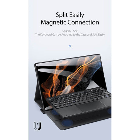 Калъф с Клавиатура за Samsung Tab S8/ S7, Dux Ducis Touchpad Keyboard Case, Черен (5)