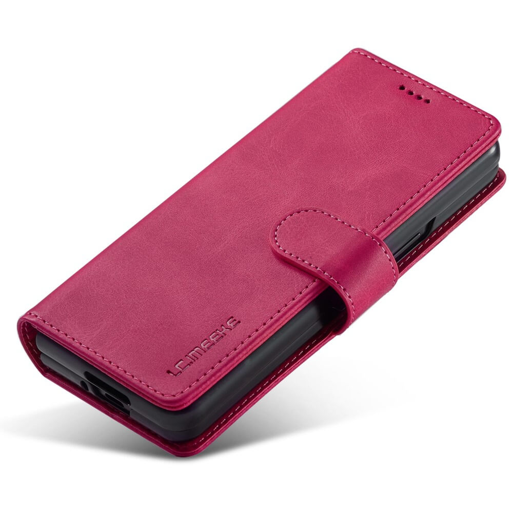 Кожен Калъф с Джобове за Samsung Z Fold 4, Wallet Book Case, Розов (5)