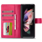 Кожен Калъф с Джобове за Samsung Z Fold 4, Wallet Book Case, Розов (3)