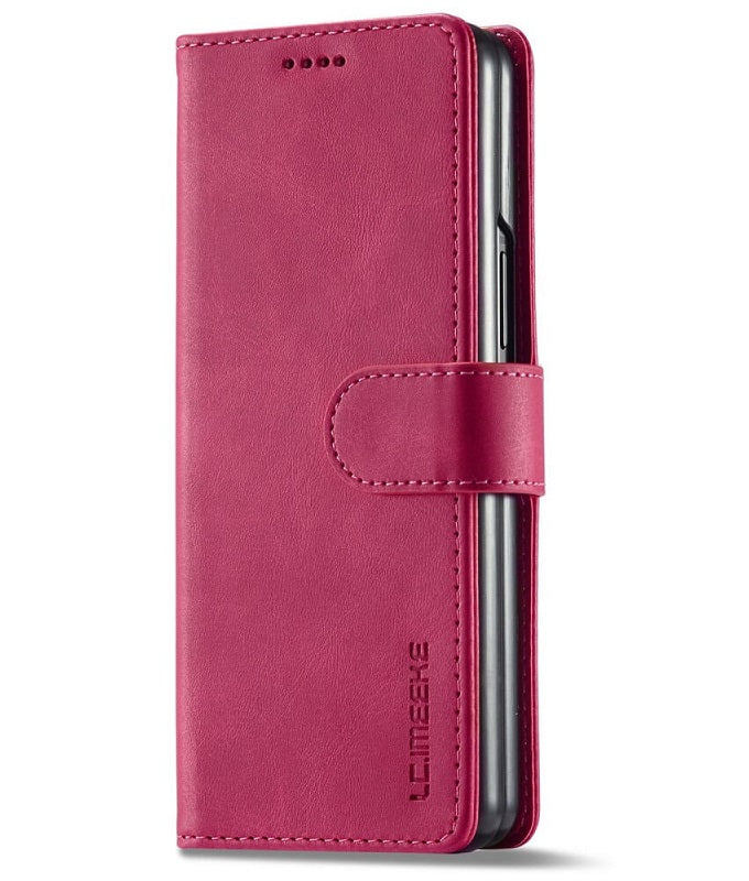 Кожен Калъф с Джобове за Samsung Z Fold 4, Wallet Book Case, Розов