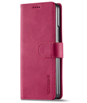 Кожен Калъф с Джобове за Samsung Z Fold 4, Wallet Book Case, Розов