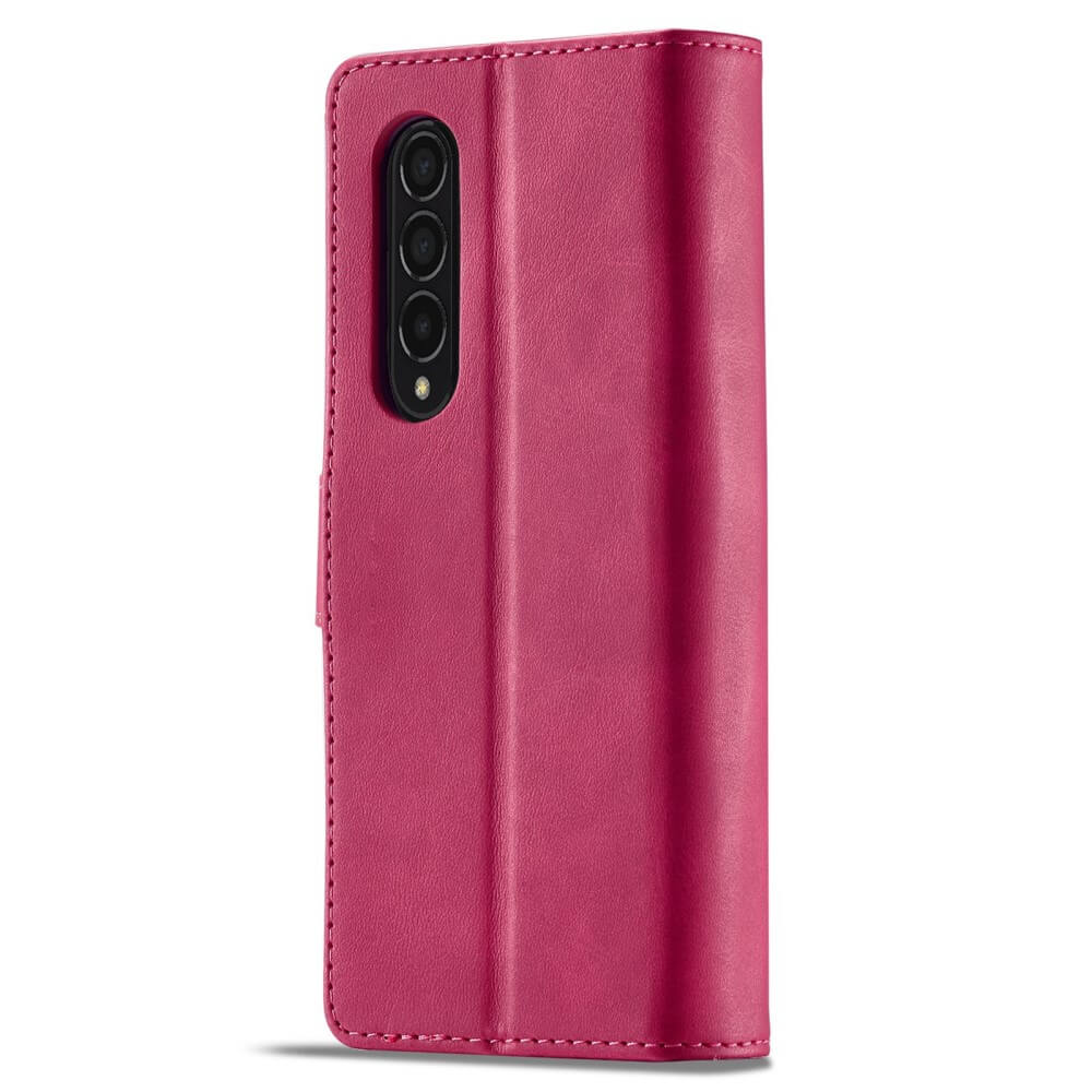 Кожен Калъф с Джобове за Samsung Z Fold 4, Wallet Book Case, Розов (6)